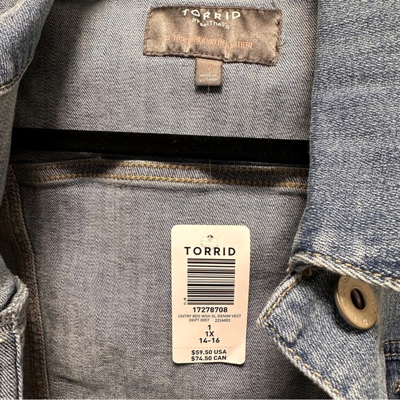 Torrid Denim Sleeveless Jacket - Picture 2 of 3